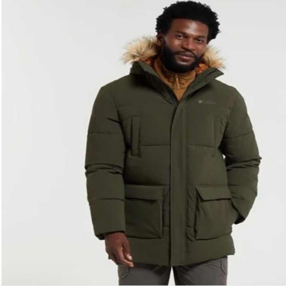 Mountain Warehouse Fern Mens Water Resistant Insulated Parka Khaki Green Sz S